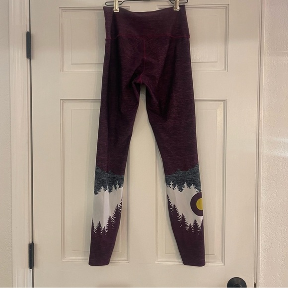 Women's Burgundy Forest Print Leggings - Picture 4 of 5